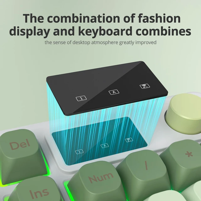 Alt view image 3 of 5 - Mosptnspg RGB Mechanical Feel Membrane Wireless Keyboard, Wired/Bluetooth/2.4G Silent ABS Ball Cap Gasket Structure Gaming Office Keyboard for PC/Mac/Win(98 Matcha)
