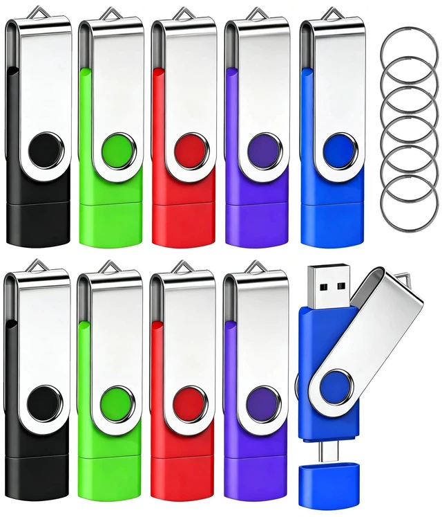 Main image of 32GB USB-C Dual Flash Drive 10 Pack AGECASH 2-in-1 USB A+Type C Thumb Drive
