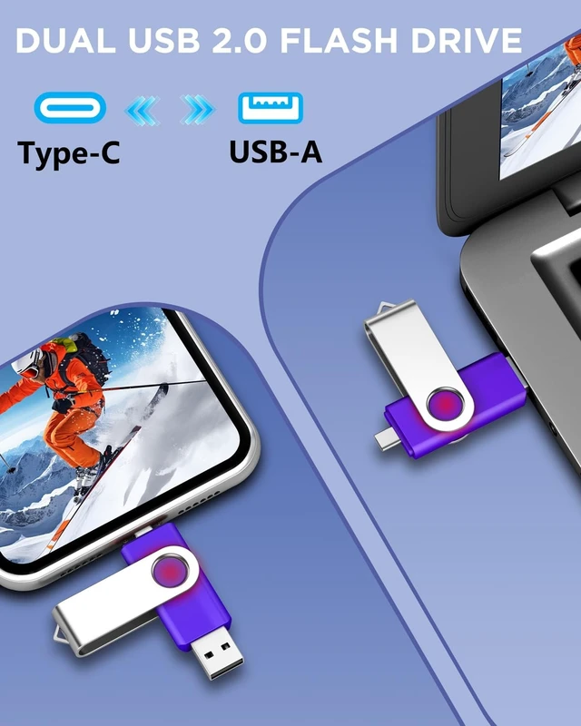 Alt view image 4 of 5 - 32GB USB-C Dual Flash Drive 10 Pack AGECASH 2-in-1 USB A+Type C Thumb Drive