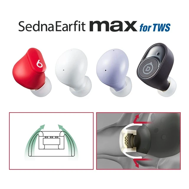 Alt view image 2 of 5 - AZLA SednaEarfit MAX for TWS, Earbud Tips for Beats, Medical Silicone