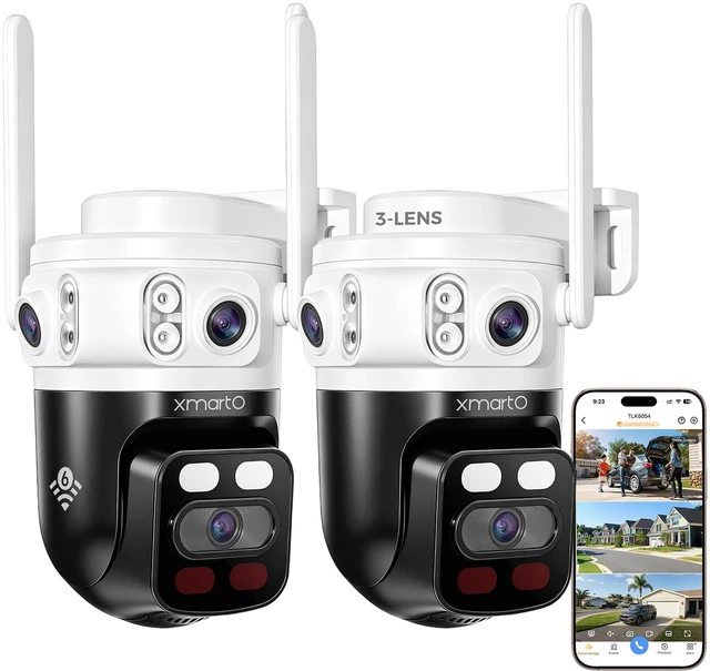 Main image of XMARTO 2-Pack 6MP Tri-Lens WiFi Security Camera