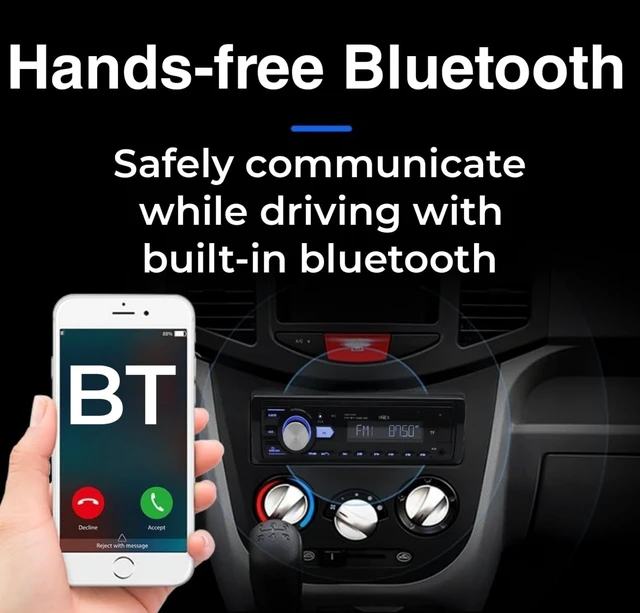 Alt view image 4 of 5 - HZEX Car Stereo with Bluetooth and Subwoofer Outputs, Single Din Car Radio, Digital Media Audio Receiver Head-Unit, Fast Charging USB Ports and AM-FM Tuner, 1-Din Multimedia Player Estereo