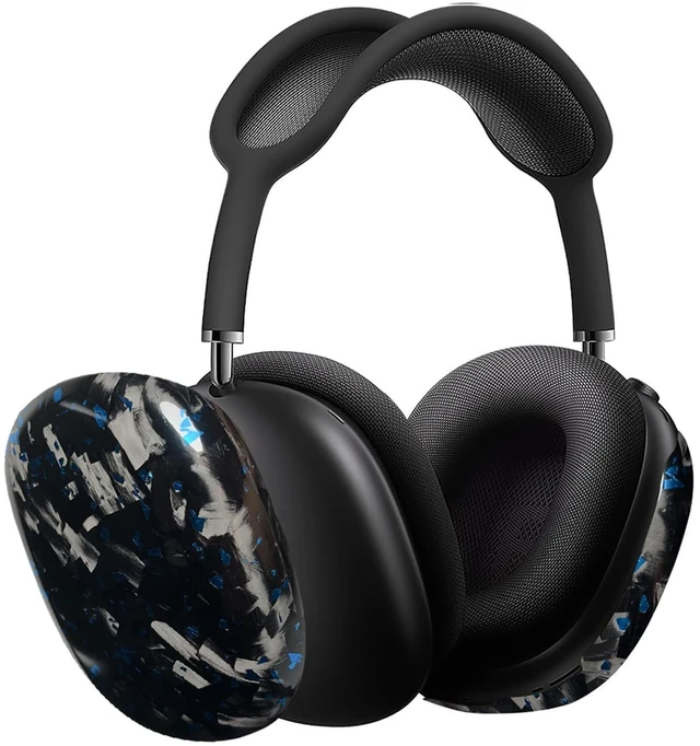 Main image of Fiberri Forged Carbon Fiber Case for AirPods Max 2 & 1, Glossy Black/Blue