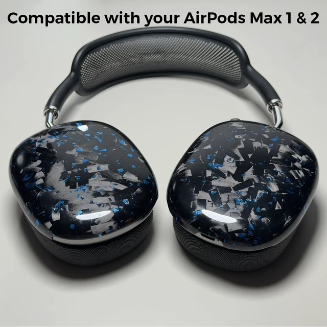 Alt view image 2 of 5 - Fiberri Forged Carbon Fiber Case for AirPods Max 2 & 1, Glossy Black/Blue
