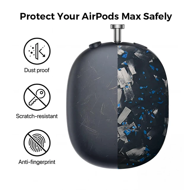 Alt view image 3 of 5 - Fiberri Forged Carbon Fiber Case for AirPods Max 2 & 1, Glossy Black/Blue