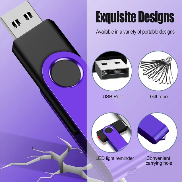 Alt view image 2 of 5 - 16GB 20-Pack USB Flash Drives Bulk EASTBULL USB 2.0 Thumb Drive,Purple