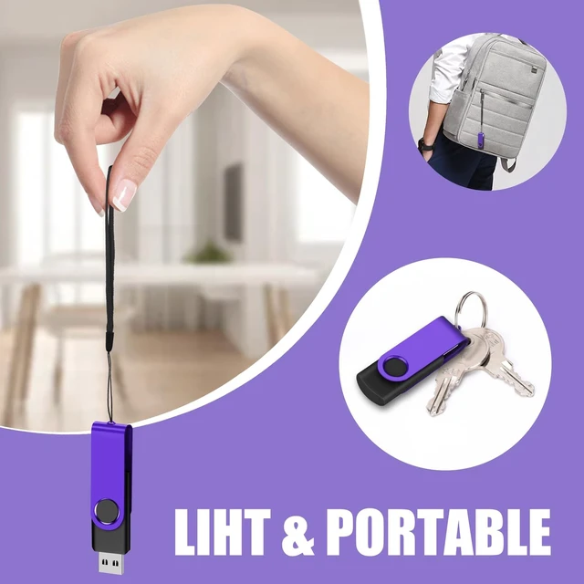 Alt view image 3 of 5 - 16GB 20-Pack USB Flash Drives Bulk EASTBULL USB 2.0 Thumb Drive,Purple