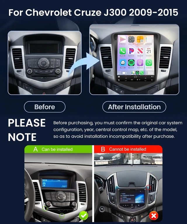 Alt view image 2 of 5 - KYNNT 2G+64G Car Stereo for Chevrolet Chevy Cruze J300 2009-2015