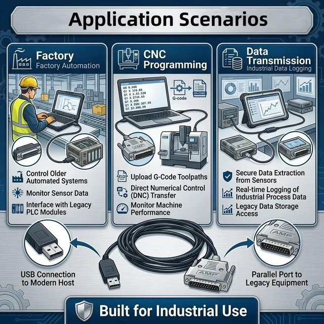 Alt view image 5 of 5 - Pidwaok FT232RL USB to DB25 Cable for OKUMA CNC Machine, 1.8m RS232 Serial Data & Communication Line