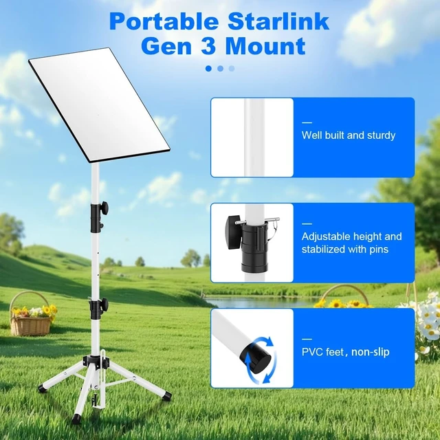 Alt view image 4 of 5 - Starlink Tripod Mount Gen 3/4/4X Adjustable Height Portable Starlink Stand Stable Iron Connector for Outdoor Travel RV White