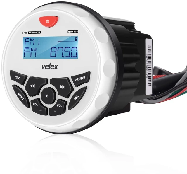 Alt view image 5 of 5 - Marine Bluetooth Stereo Radio Boat Radio AM FM Tuner Bluetooth Streaming Music Digital Media on Boats Golf Cart ATV UTV and Spa Hot Tubs