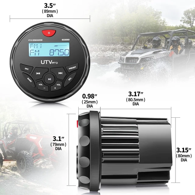 Alt view image 4 of 5 - Marine Bluetooth Stereo Radio Boat Radio AM FM Tuner Bluetooth Streaming Music Digital Media on Boats Golf Cart ATV UTV and Spa Hot Tubs