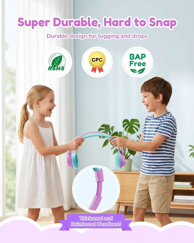 Alt view image 3 of 5 - EarFun K5 Kids Bluetooth Headphones, 100H Playtime Headphones for School