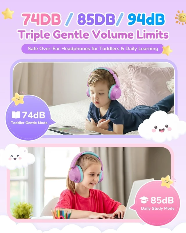 Alt view image 5 of 5 - EarFun K5 Kids Bluetooth Headphones, 100H Playtime Headphones for School