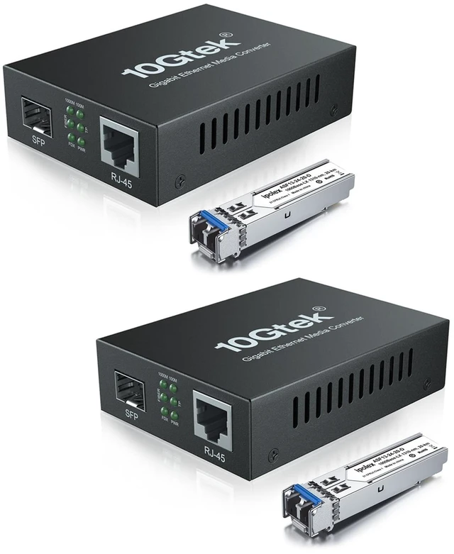 Main image of ipolex Gigabit Ethernet Media Converter, SingleMode Dual LC Fiber to Ethernet RJ45 Converter for 10/100/1000Base-Tx to 1000Base-LX, UL Certified, 1310-nm, up to 20-km, Pack of 2