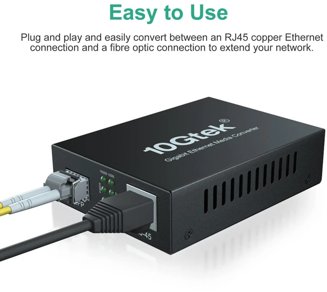 Alt view image 2 of 5 - ipolex Gigabit Ethernet Media Converter, SingleMode Dual LC Fiber to Ethernet RJ45 Converter for 10/100/1000Base-Tx to 1000Base-LX, UL Certified, 1310-nm, up to 20-km, Pack of 2