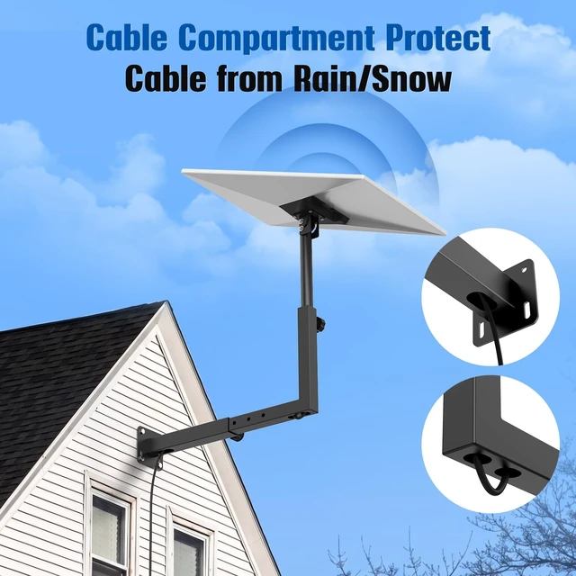 Alt view image 3 of 5 - Starlink Mount for Standard 4/4X/Gen 3/V3, Adjustable Starlink Dish Mount with Telescoping Support Arm, Heavy Duty Outdoor Gen 3 Bracket for Concrete & Wood Walls, Rustproof Weatherproof Steel