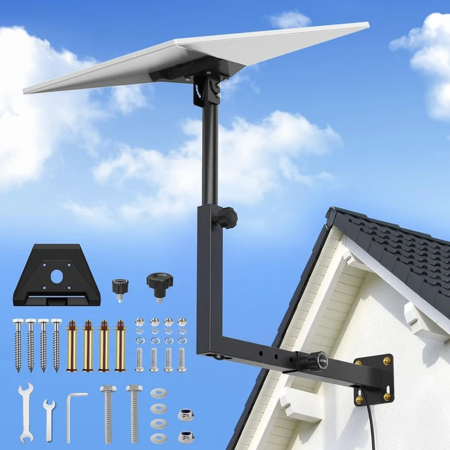Main image of Starlink Mount for Standard 4/4X/Gen 3/V3, Adjustable Starlink Dish Mount with Telescoping Support Arm, Heavy Duty Outdoor Gen 3 Bracket for Concrete & Wood Walls, Rustproof Weatherproof Steel