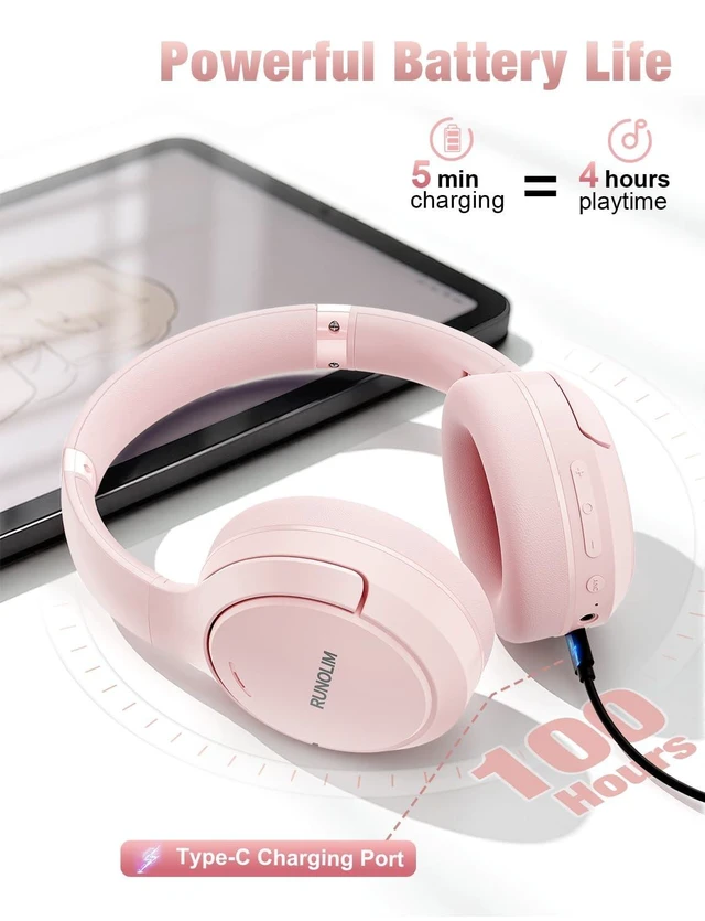 Alt view image 3 of 5 - RUNOLIM Active Noise Cancelling Headphones, Wireless Bluetooth Over Ear