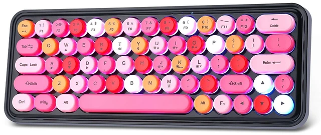 Main image of SanShun Wired RGB Creamy Typewriter Keyboard. 65 Percent Retro LED Membrance Gaming Keyboard. Small Ergonomic Optical Teclado with ABS Backlit Unreplaceable Round Keycaps.(Black)