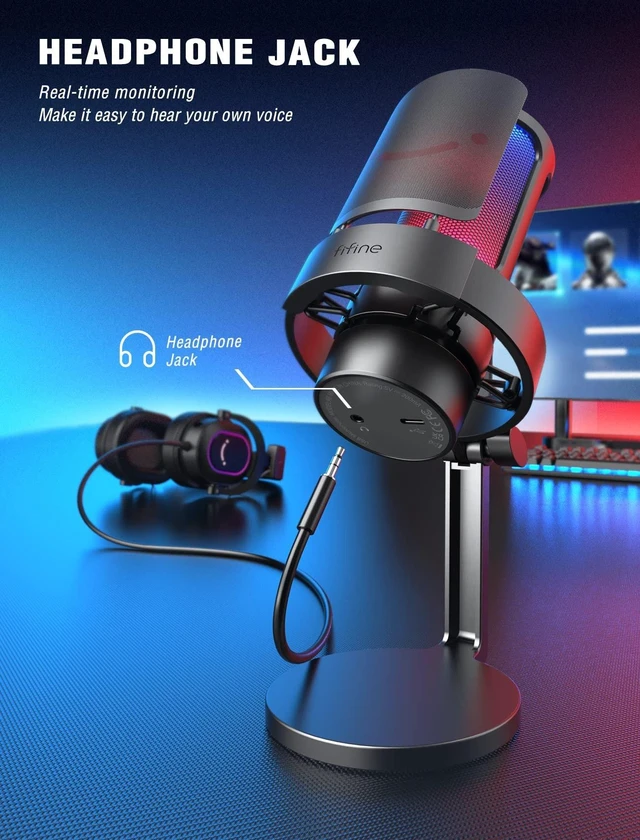 Alt view image 3 of 5 - FIFINE AmpliGame A8 USB Gaming Condenser Microphone with RGB Control for PC