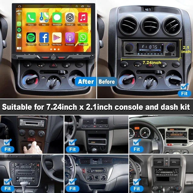 Alt view image 2 of 5 - Wireless 10.1" Single Din Car Stereo CarPlay Radio, Carplay Android Auto Touch Screen, Bluetooth 5.3, Car Audio Receiver, 240W Subwoofer, Backup Camera, FM/AM SWC