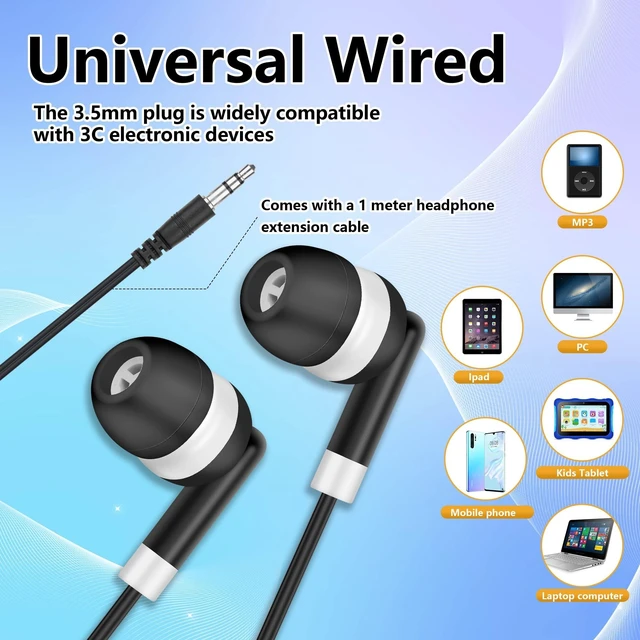 Alt view image 5 of 5 - CNSZSLZ Classroom Earbuds Bulk for Kids, Wired 3.5mm Jack 200 Pack