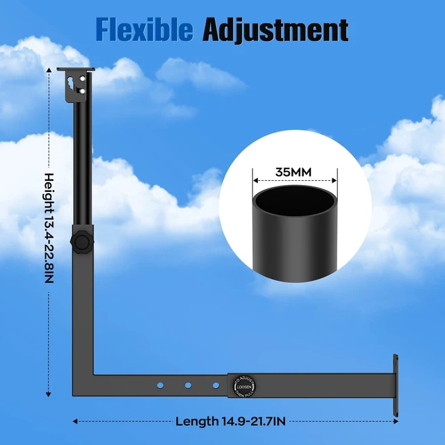 Alt view image 4 of 5 - Starlink Mount for Standard 4/4X/Gen 3/V3, Adjustable Starlink Dish Mount with Telescoping Support Arm, Heavy Duty Outdoor Gen 3 Bracket for Concrete & Wood Walls, Rustproof Weatherproof Steel