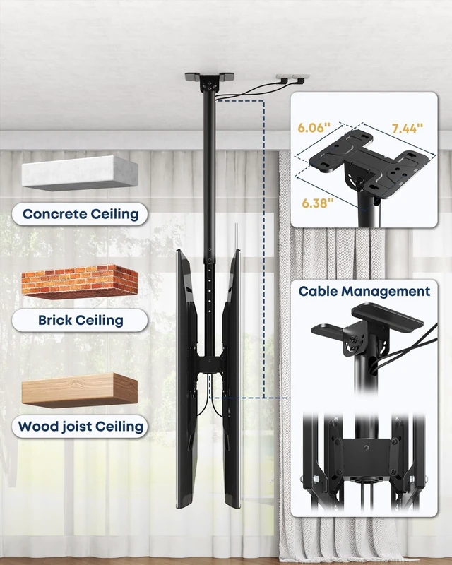 Alt view image 5 of 5 - Dual TV Ceiling Mount Back-to-Back - fits 43-86 Inch Heavy Duty Screens