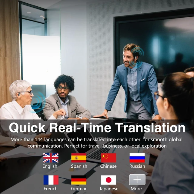 Alt view image 2 of 5 - AI Real-Time Translation Earbuds,Wireless Earbuds,144 Languages Ear Buds,Two-Way Translator Earbuds, Ear pods Wireless,HD Sound Bluetooth Translating Earbuds for Travel, Business,Learnin