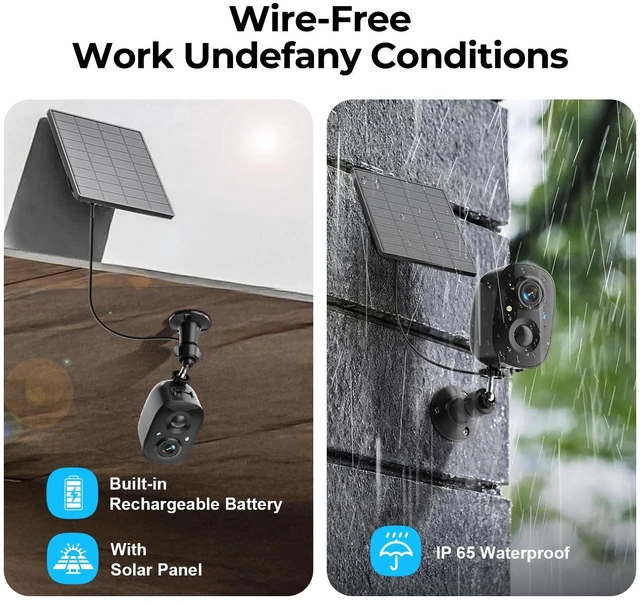 Alt view image 2 of 5 - JESIOO 2K Wireless Security Cameras Solar Powered Outdoor Cameras