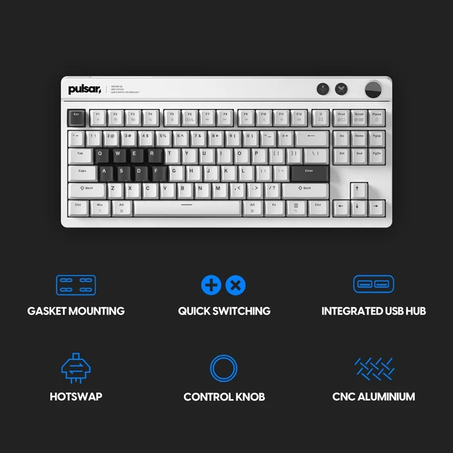 Alt view image 2 of 5 - Pulsar Gaming Gears Xboard QS Gaming Keyboard, 80%, White