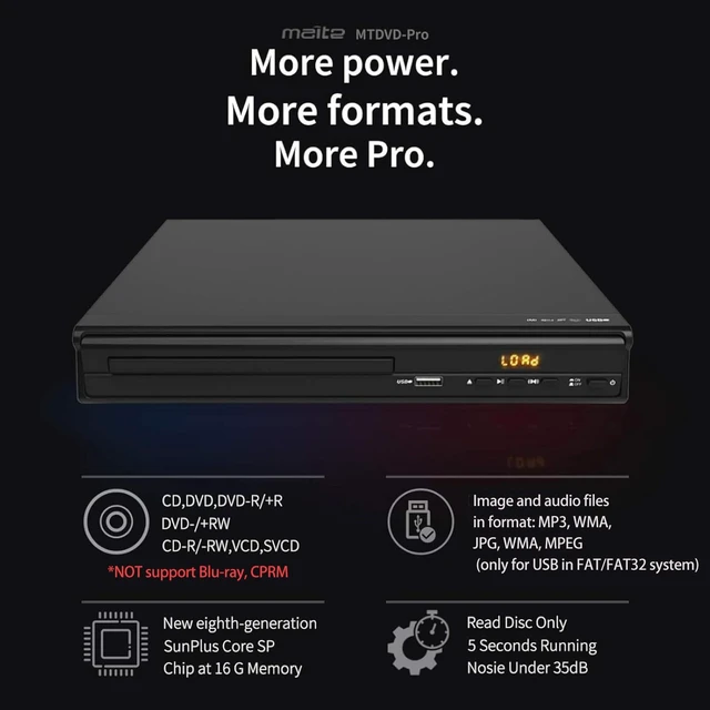Alt view image 3 of 5 - DVD Player with HDMI AV Output, All Region Free CD DVD Players for TV