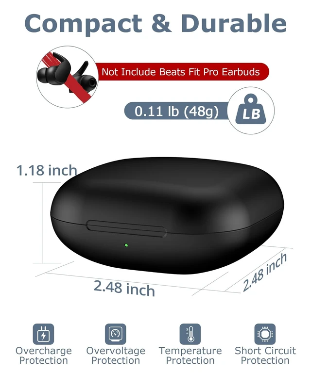 Alt view image 2 of 5 - XCZNAGS Charging Case Replacement for Beats Fit Pro: 700mAh Wireless Charging Case with Bluetooth Pairing & USB-C Cable