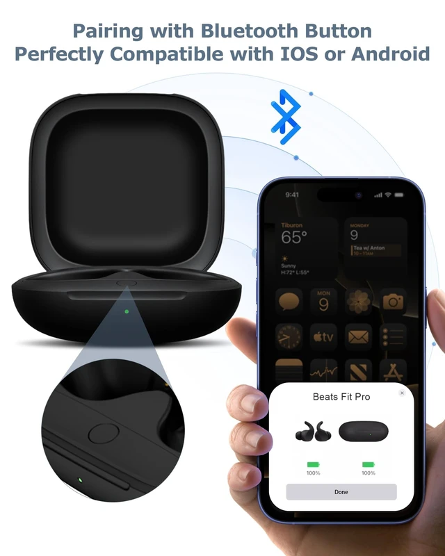 Alt view image 3 of 5 - XCZNAGS Charging Case Replacement for Beats Fit Pro: 700mAh Wireless Charging Case with Bluetooth Pairing & USB-C Cable