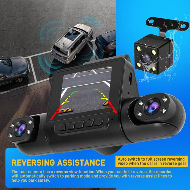 Alt view image 3 of 5 - 4 Channel Dash Cam 360 View Front Rear Left Right Inside 1080P Dash Camera for Cars with Reverse Assistance Loop Recording Exposure Compensation Easy Installation