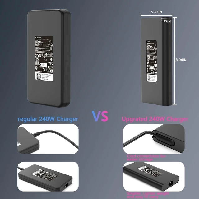 Alt view image 4 of 5 - OSISZI 240W Laptop Charger 7.4mm Fit for Dell Alienware/Aurora/Precision