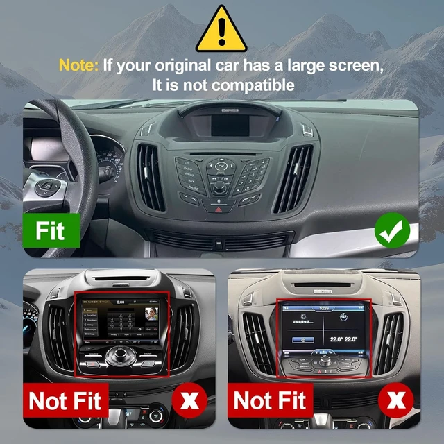 Alt view image 2 of 5 - 2G+64G Double Din Car Radio for Ford Escape 2013-2016 with Wireless CarPlay and Android Auto, 9 Inch Touchscreen Android 14 Car Stereo Head Unit with Bluetooth GPS WiFi FM SWC Backup Camera