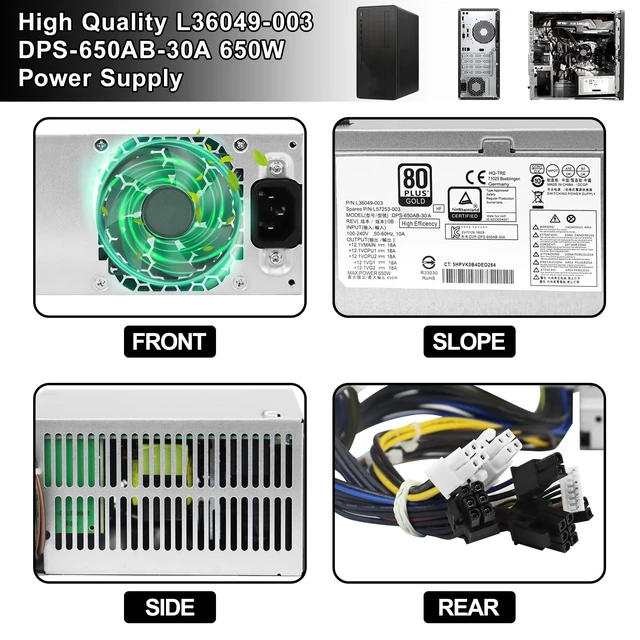 Alt view image 5 of 5 - LXun Upgrade L36049-003 DPS-650AB-30A 650W Power Supply Compatible with HP Z2 G4 Z1 G5 800 G3 G4 G5 TE01 TG01 PSU Replacement Part L36048-003 L57253-003 DPS-650AB-30 A Workstation Power Supply