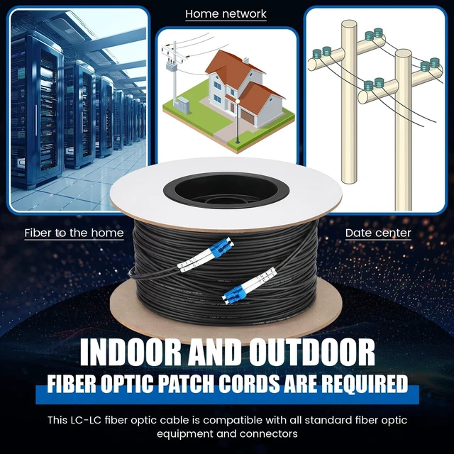 Alt view image 4 of 5 - Threlaco 200M/656FT LC to LC Outdoor Armored Fiber Optic Single Mode Duplex