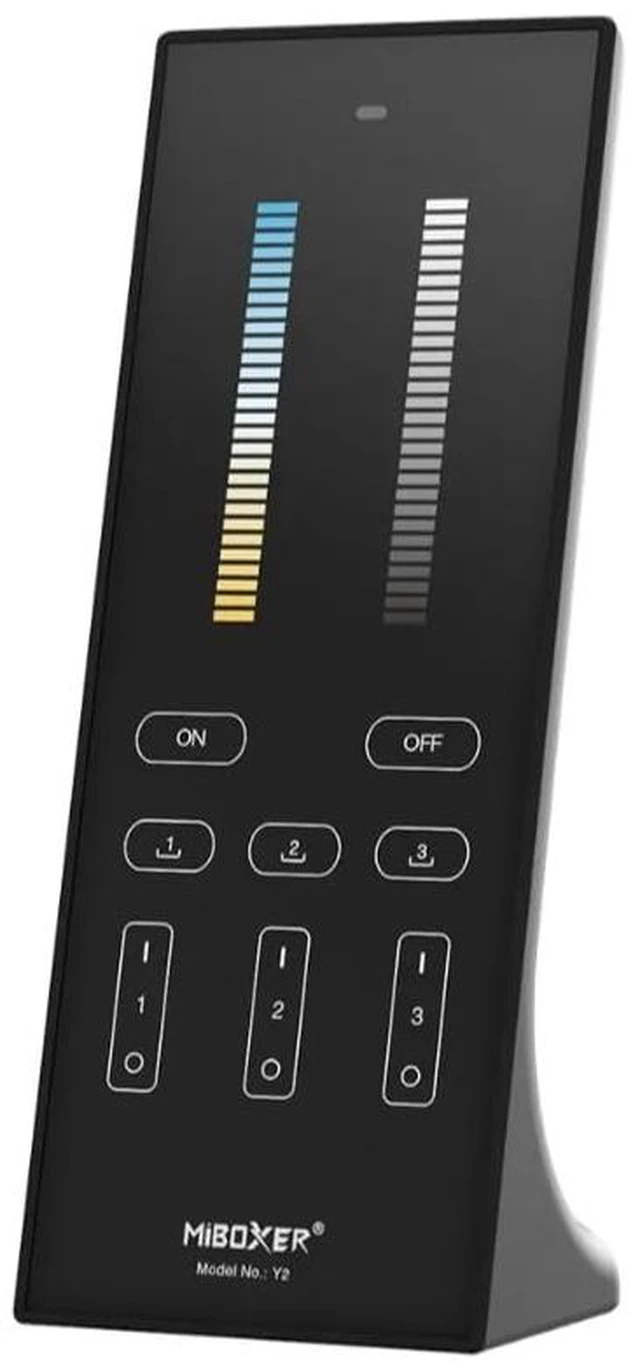 Main image of MiBOXER Y2-B CCT Vertical Remote 2.4GHz, 3-Zone Tunable White LED Dimmer, Color Temperature & Brightness, Standing or Wall-Mount Remote, White or Black 2.4G