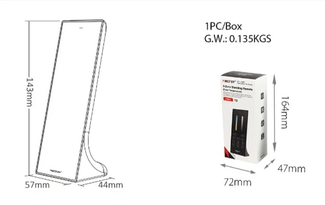 Alt view image 4 of 4 - MiBOXER Y2-B CCT Vertical Remote 2.4GHz, 3-Zone Tunable White LED Dimmer, Color Temperature & Brightness, Standing or Wall-Mount Remote, White or Black 2.4G