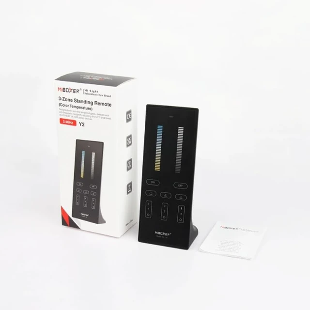 Alt view image 2 of 4 - MiBOXER Y2-B CCT Vertical Remote 2.4GHz, 3-Zone Tunable White LED Dimmer, Color Temperature & Brightness, Standing or Wall-Mount Remote, White or Black 2.4G