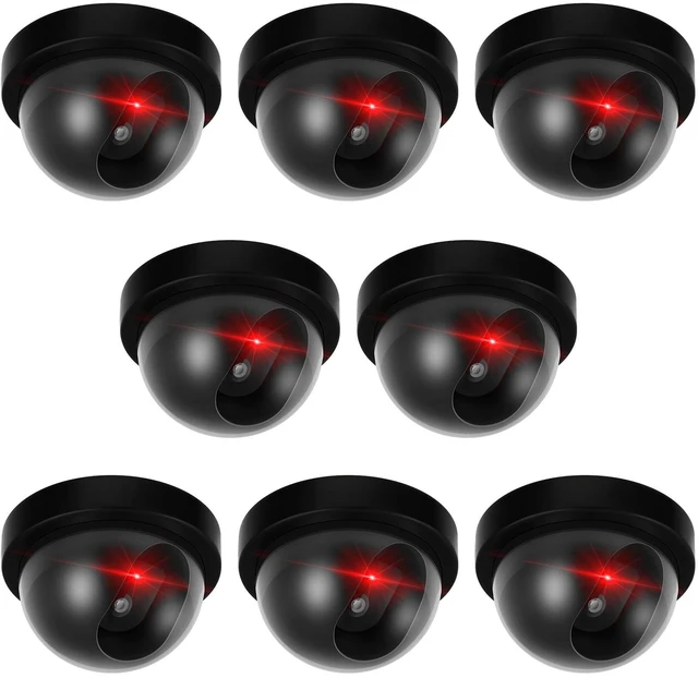 Main image of 8 Pack Fake Security Cameras, Dummy CCTV Dome with Flashing Red LED,Black