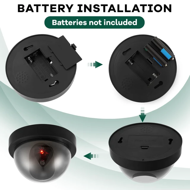Alt view image 3 of 5 - 8 Pack Fake Security Cameras, Dummy CCTV Dome with Flashing Red LED,Black