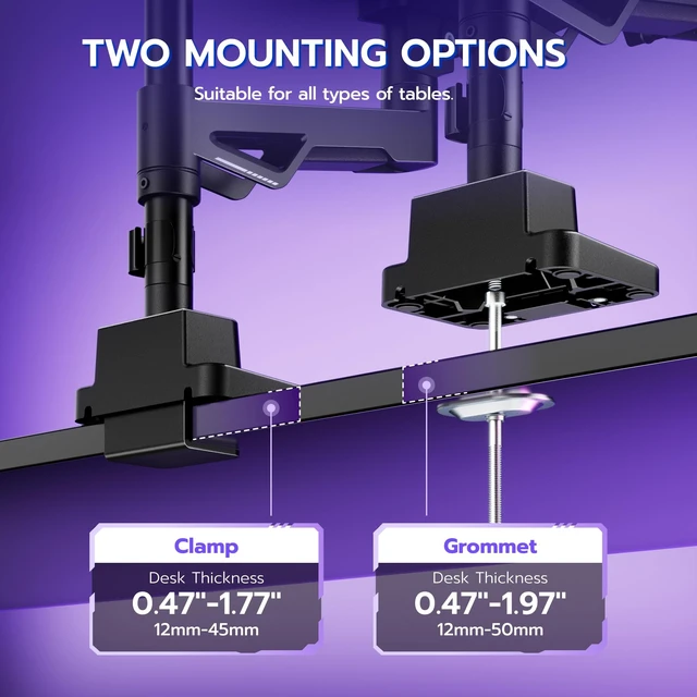 Alt view image 5 of 5 - ARES WING Heavy Duty Gas Spring Ultrawide Monitor Arm 57" 66Lbs VESA Mount