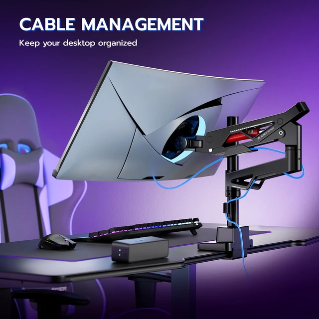 Alt view image 4 of 5 - ARES WING Heavy Duty Gas Spring Ultrawide Monitor Arm 57" 66Lbs VESA Mount