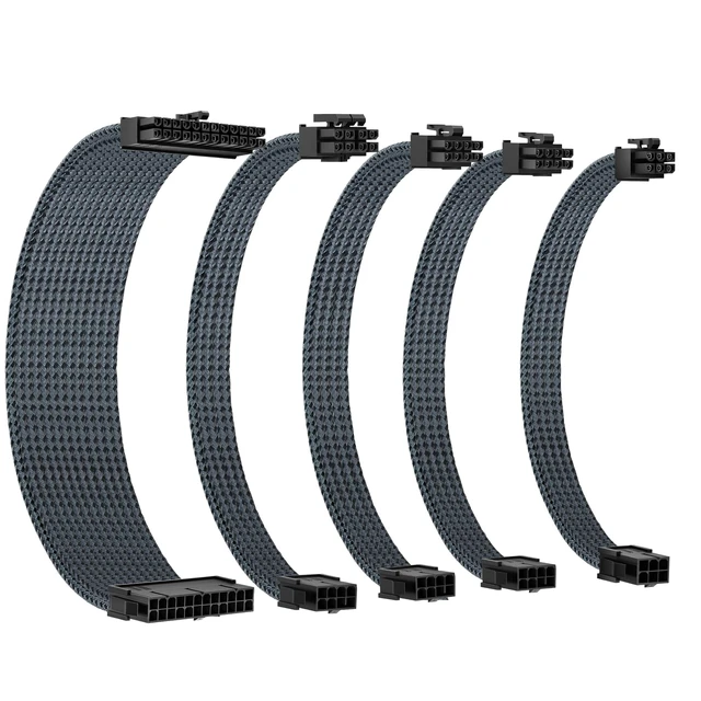 Alt view image 3 of 5 - Thzzhnno 18AWG PSU Cable Extension GPU PC Power Supply Braided Cables, 1x24Pin ATX/1x8Pin(4+4) EPS/2x8Pin(6+2) PCIE Extension Cable -30CM