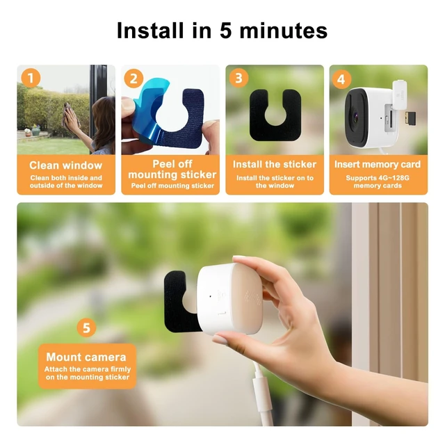 Alt view image 5 of 5 - mugroxa 3MP F1.0 2K Window Security Camera Indoor Dual-Band (2.4GHz/5GHz) with Black Light Full-Color Night Vision, 24/7 Recording, Motion Detection, SD Card & US Cloud Storage (1, White)