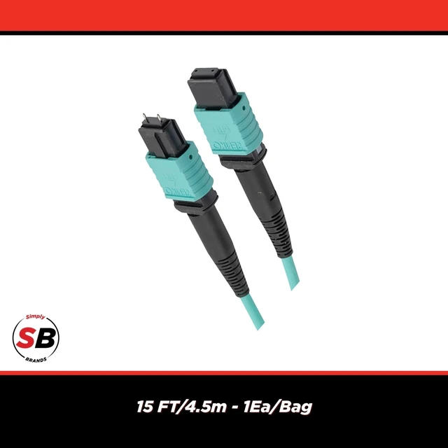 Alt view image 3 of 5 - Simply45 SCP Male to Female EasyFiber Patch Cable, 15ft/4.5m, Aqua